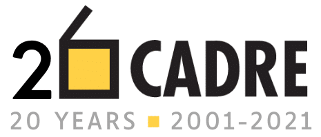CADRE 20th anniversary logo celebrating 20 years from 2001-2021