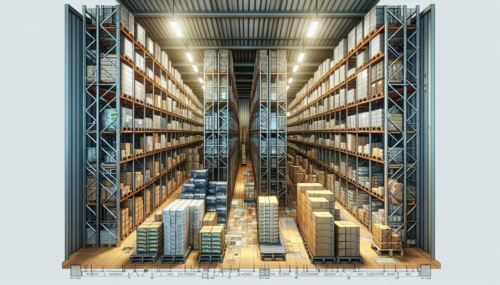 warehouse shelving interior illustration