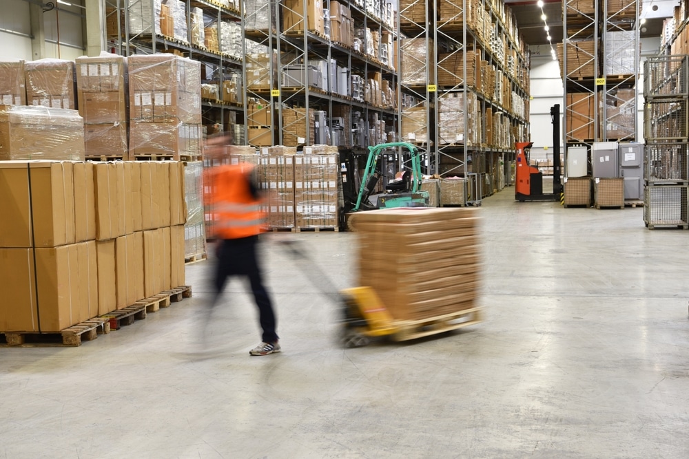 blurred image of a third party logistics warehouse interior