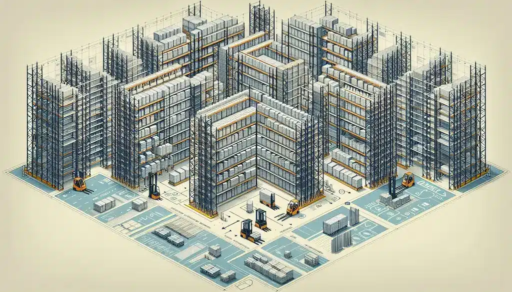 illustration of warehouse pallet racking system