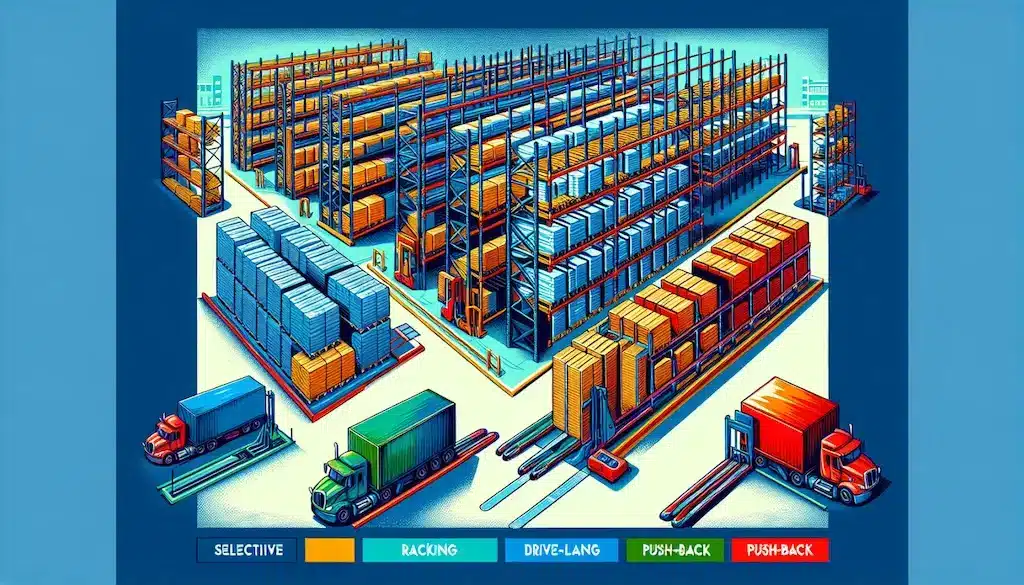 illustration of types of pallet racking systems