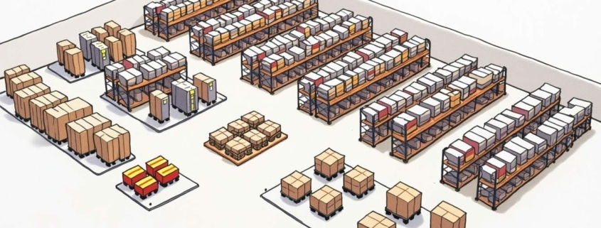 3d illustration of warehouse location labels guide