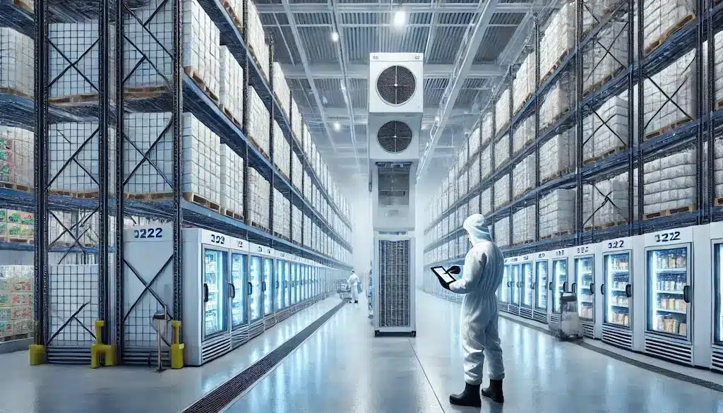 worker in cold storage warehouse